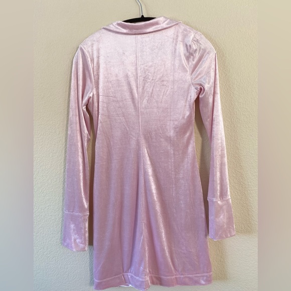 Free People Shayla Pink Velvet Ruched Front Versatile Mini Dress Size XS - Picture 2 of 6